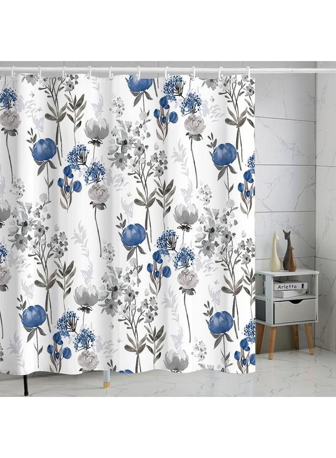 Polyester Shower Curtain  Explosions Flowers And Plants Watercolor Bathroom Four-piece Dry And Wet Separation Isolation Waterproof Bath