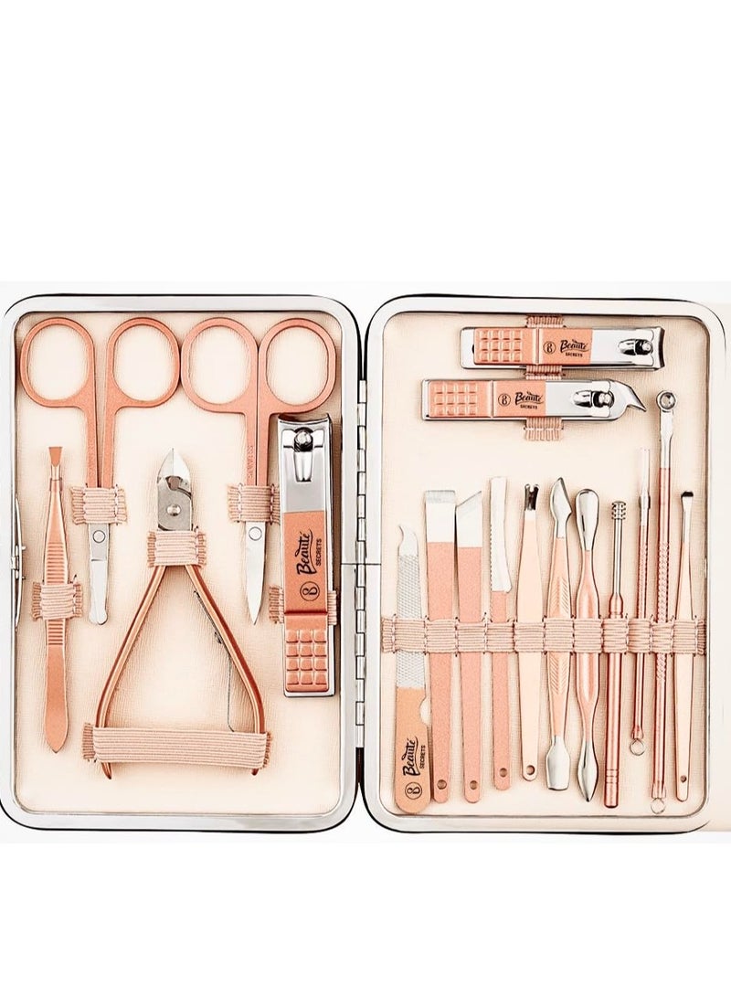 Beaute Secrets Manicure Kit pedicure tools for feet Nail Clipper Manicure Pedicure kit for women and Men 18 Pieces Perfect Gifts - Image 1