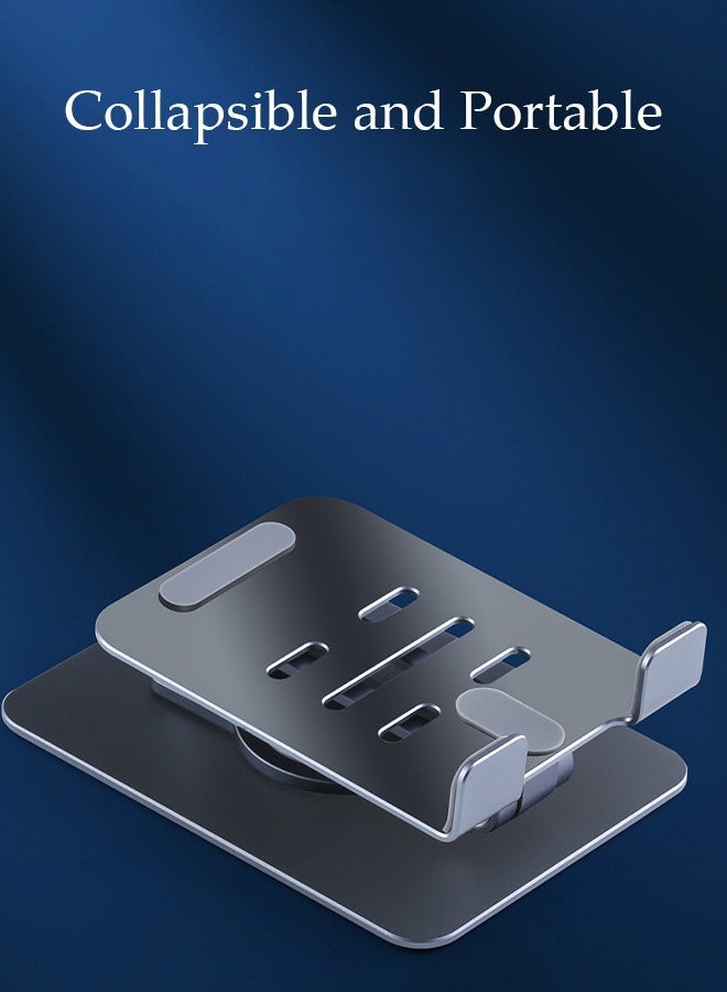 DUNISO Foldable Phone Stand for Desk Height Adjustable Cell Phone Holder Portable Cellphone Cradle Desktop Dock with 360° rotation base for iPhone iPad Smartphone - Image 2