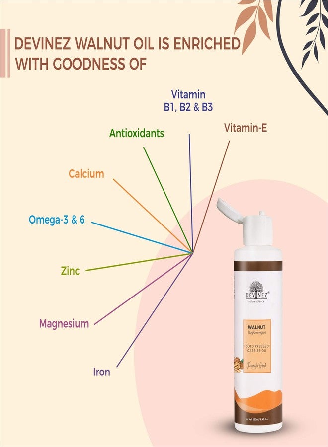 Devinez Kashmiri Walnut Cold Pressed Oil, 250ml with Flip-Top Cap, (NABL & IFRA Certified) - 100% Pure, Natural & Undiluted for skin care, Fighting Wrinkles, Hair Loss, Hair Growth & Antioxidant - Image 4