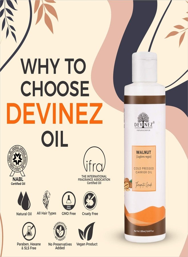 Devinez Kashmiri Walnut Cold Pressed Oil, 250ml with Flip-Top Cap, (NABL & IFRA Certified) - 100% Pure, Natural & Undiluted for skin care, Fighting Wrinkles, Hair Loss, Hair Growth & Antioxidant - Image 2