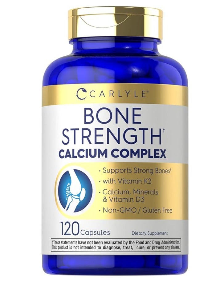 Carlyle Bone Strength Calcium Complex with Vitamin D3, Magnesium, K2, Zinc & Boron 120 Caps