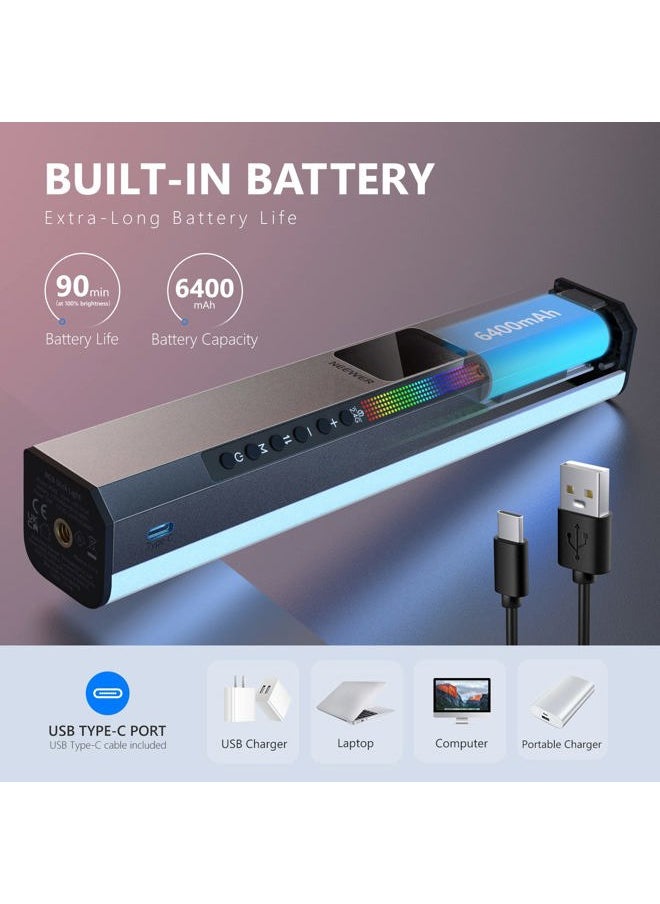 Neewer - RGB LED Video Light Stick, Touch Bar & APP Control, Magnetic Handheld Photography Lighting Wand, Dimmable 3200K~5600K CRI98+ Full Color LED Light with 6400mAh Battery, 17 Scenes, RGB1 - Image 1