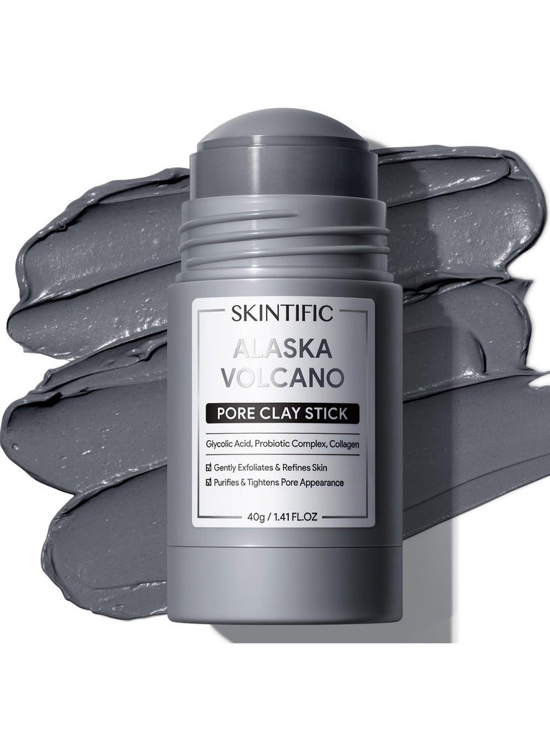 سكينتفيك ماسك الطين SKINTIFIC Alaska Volcano Pore Clay Stick 40 جم لتنظيف المسام والعناية بالبشرة - Image 1