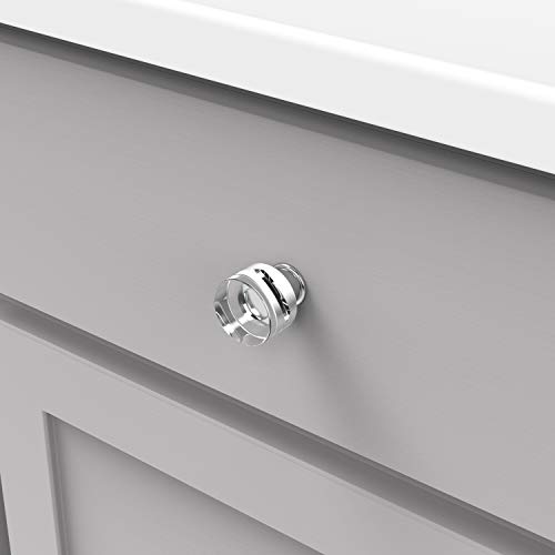 Hickory Hardware 1 Pack Solid Core Kitchen Cabinet Knobs, Luxury Cabinet and Dresser Knobs, Handle Pulls for Doors & Drawers, 1-1/4 Inch, Crysacrylic with Chrome, Midway Collection - Image 3