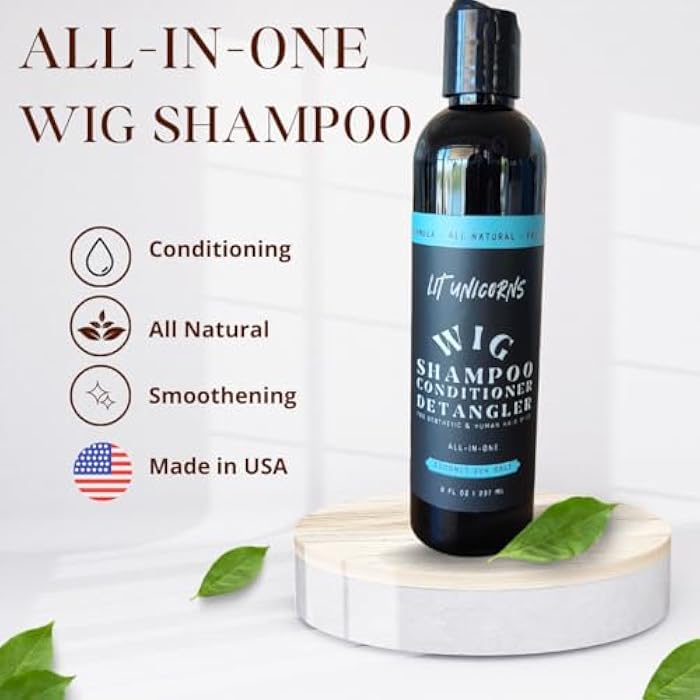 LIT UNICORNS All Natural Wig Shampoo for Human Hair and Synthetic Wigs, Cleanses, Conditions & Detangles, Made In USA, Vegan Fresh Coconut Scent. No parfumes or fragrances - Image 4