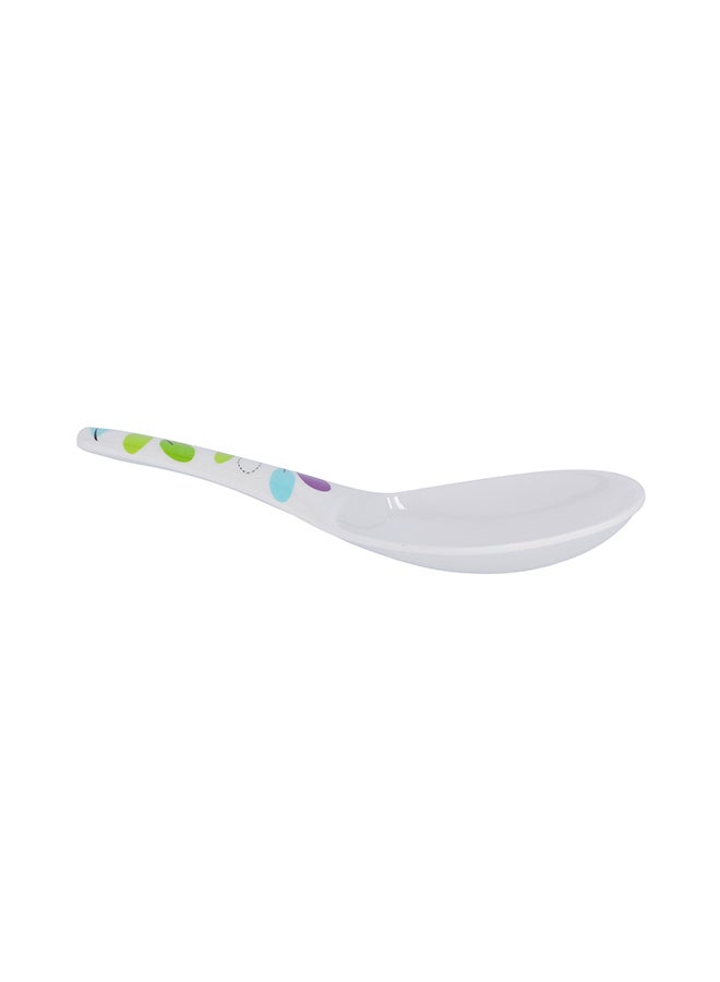 Royalford Melamine Ware Premium Quality Serving Spoon Dishwasher Safe, Multicolor With Design White 20.8x6.8cm - Image 1