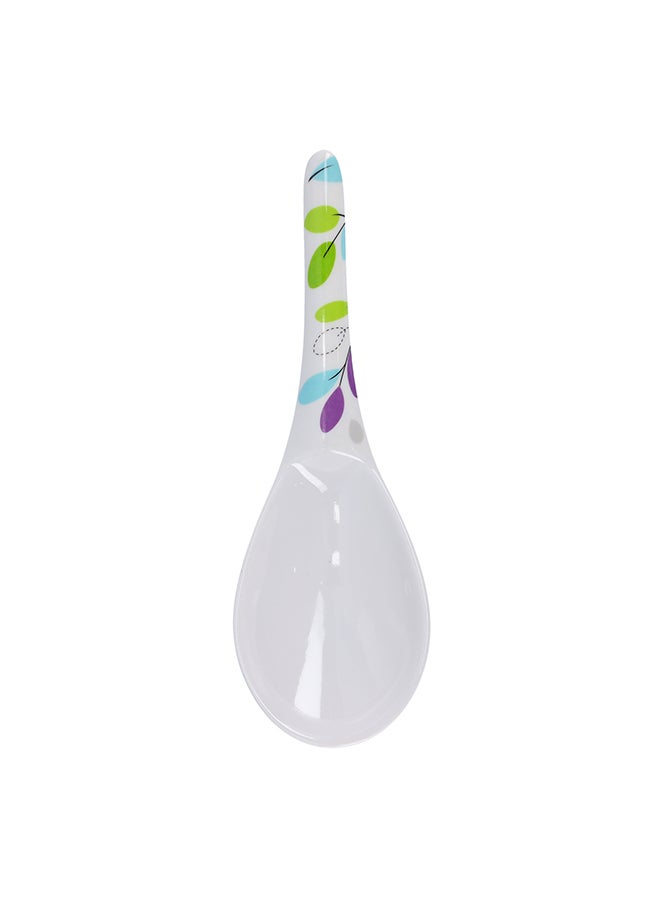 Royalford Melamine Ware Premium Quality Serving Spoon Dishwasher Safe, Multicolor With Design White 20.8x6.8cm - Image 2