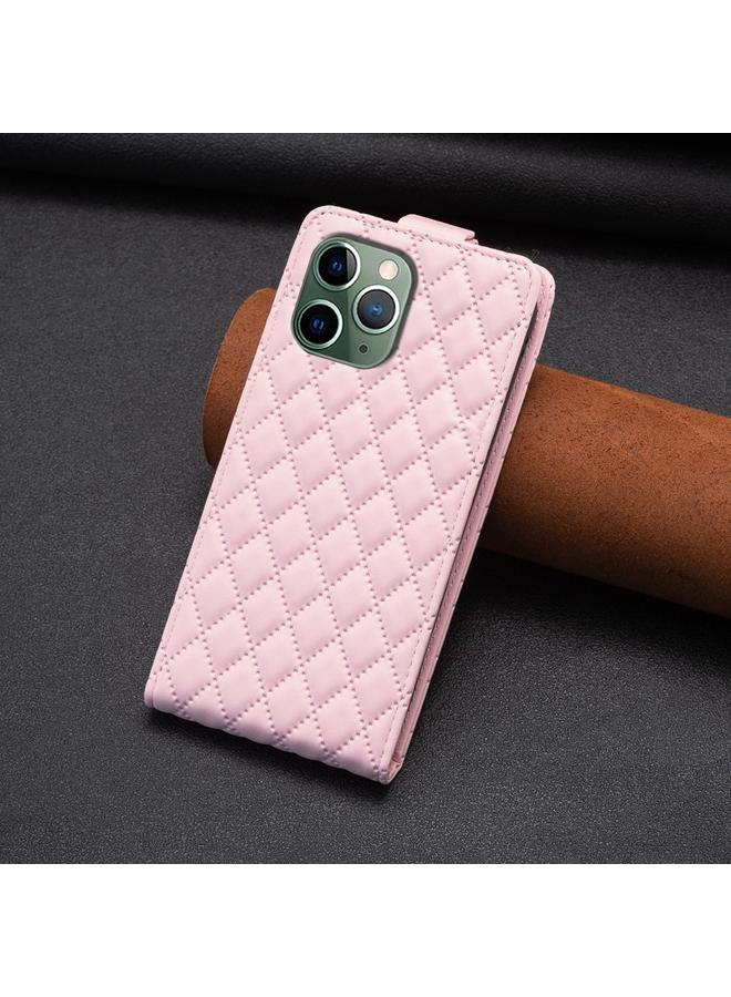 زبون جراب هاتف iPhone 11 Pro من الجلد بتصميم شبكي ماسي قابل للطي عموديًا - Image 3