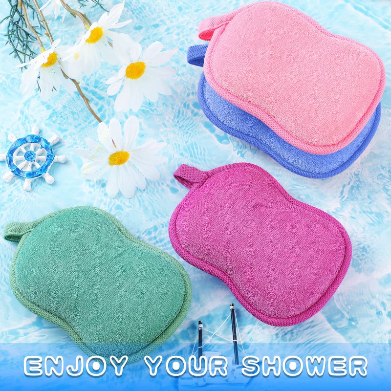 Tatuo 4 Pieces Baby Bath Sponge Cotton Baby Sponge Toddler Soft and Absorbent Loofah for Kids Babies Men Women(Red, Purple, Green, Blue) - Image 5