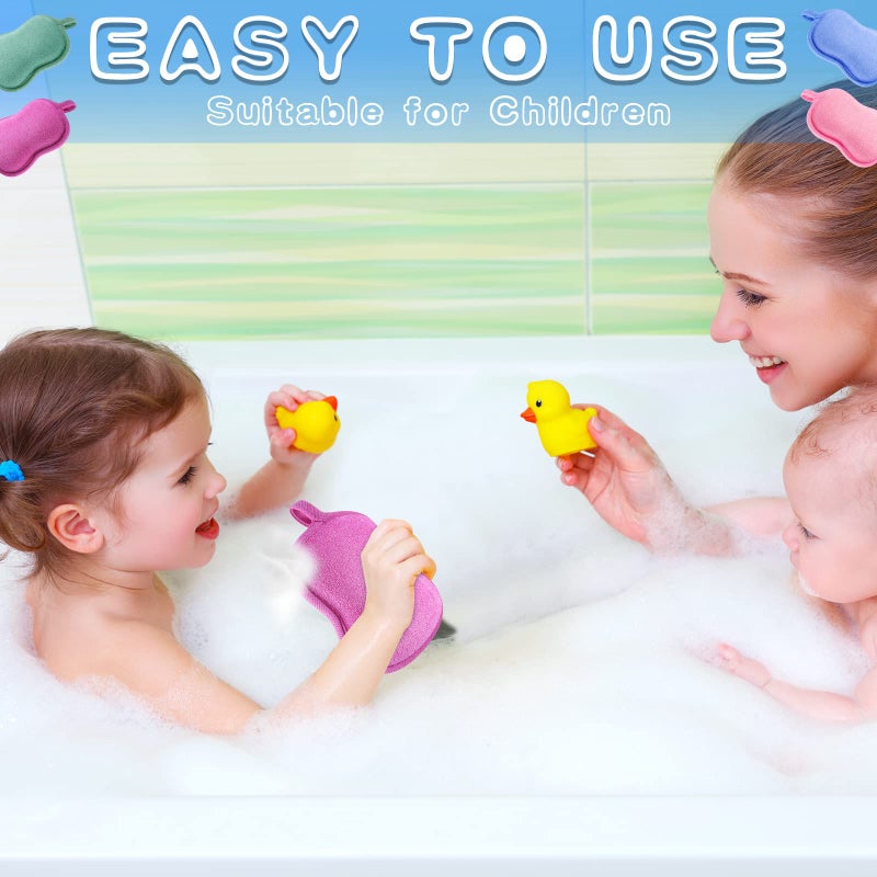 Tatuo 4 Pieces Baby Bath Sponge Cotton Baby Sponge Toddler Soft and Absorbent Loofah for Kids Babies Men Women(Red, Purple, Green, Blue) - Image 4