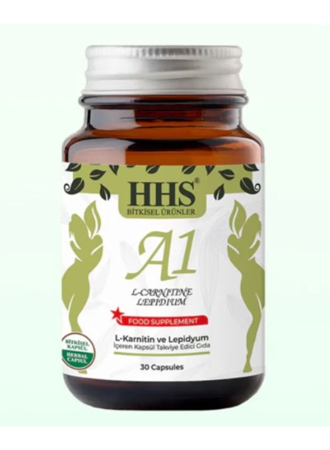 أتش أتش أس HHS A1 L-Carnitine Lepidium – كبسولات نباتية لدعم حرق الدهون والطاقة (30 كبسولة) - Image 1