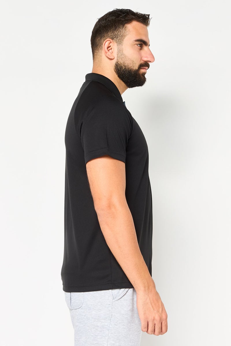 Adidas تي شيرت بولو رياضي للرجال بأكمام قصيرة، خارجي، أسود - Image 4