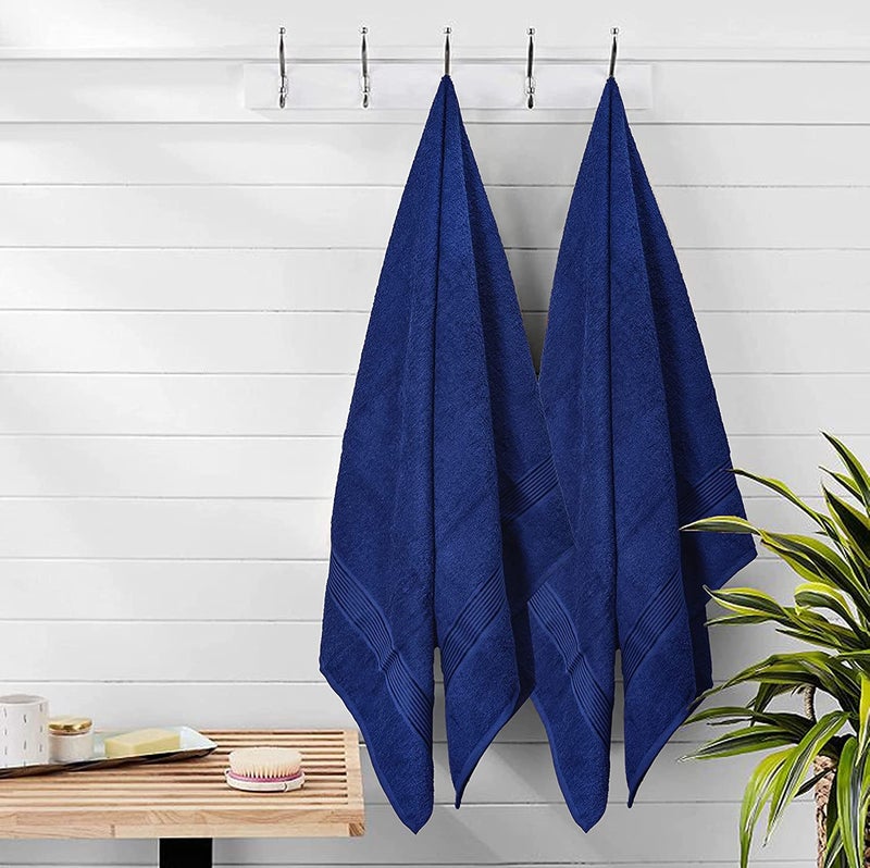TIQH منشفة TIQH 100 قطن تركي سريعة الجفاف لمسة ناعمة وامتصاص عبوة من 2 لون كحلي 16x24 يدوي - Image 2