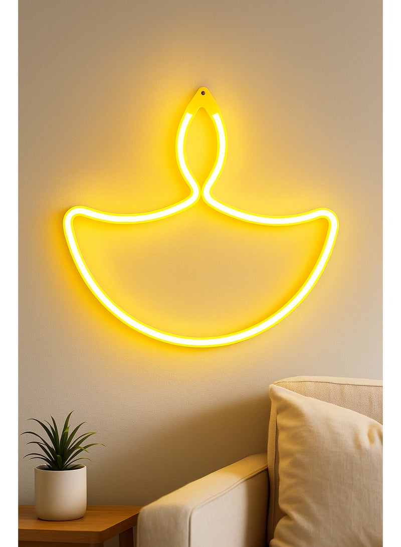 Diya Neon LED Light – Warm White Festival Decoration Lamp for Diwali, Home, Pooja Room & Parties – Hanging Neon Sign (60cm) - Image 5