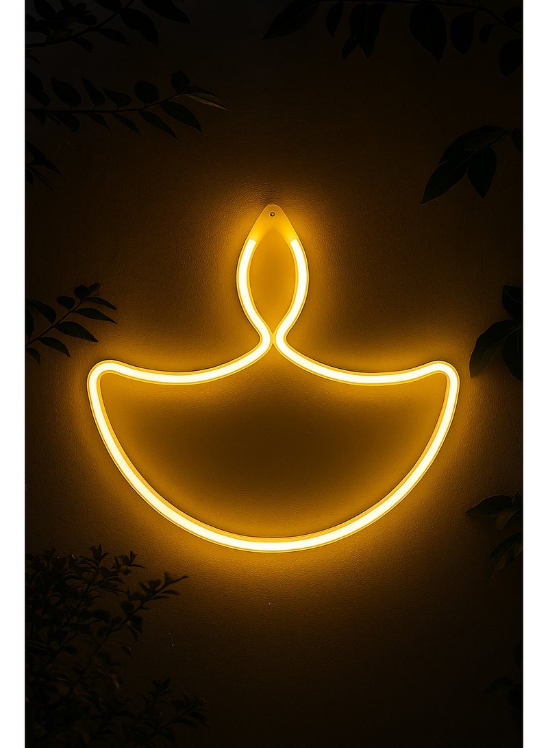 Diya Neon LED Light – Warm White Festival Decoration Lamp for Diwali, Home, Pooja Room & Parties – Hanging Neon Sign (60cm) - Image 3