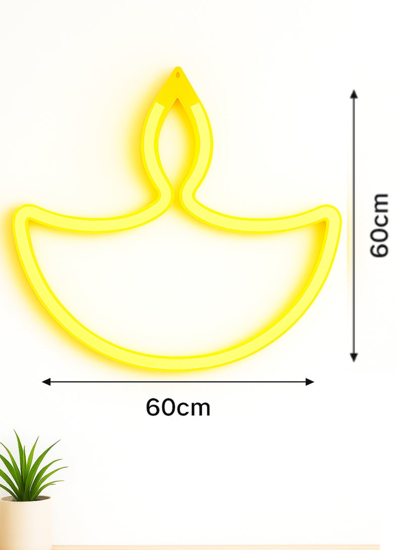 Diya Neon LED Light – Warm White Festival Decoration Lamp for Diwali, Home, Pooja Room & Parties – Hanging Neon Sign (60cm) - Image 4