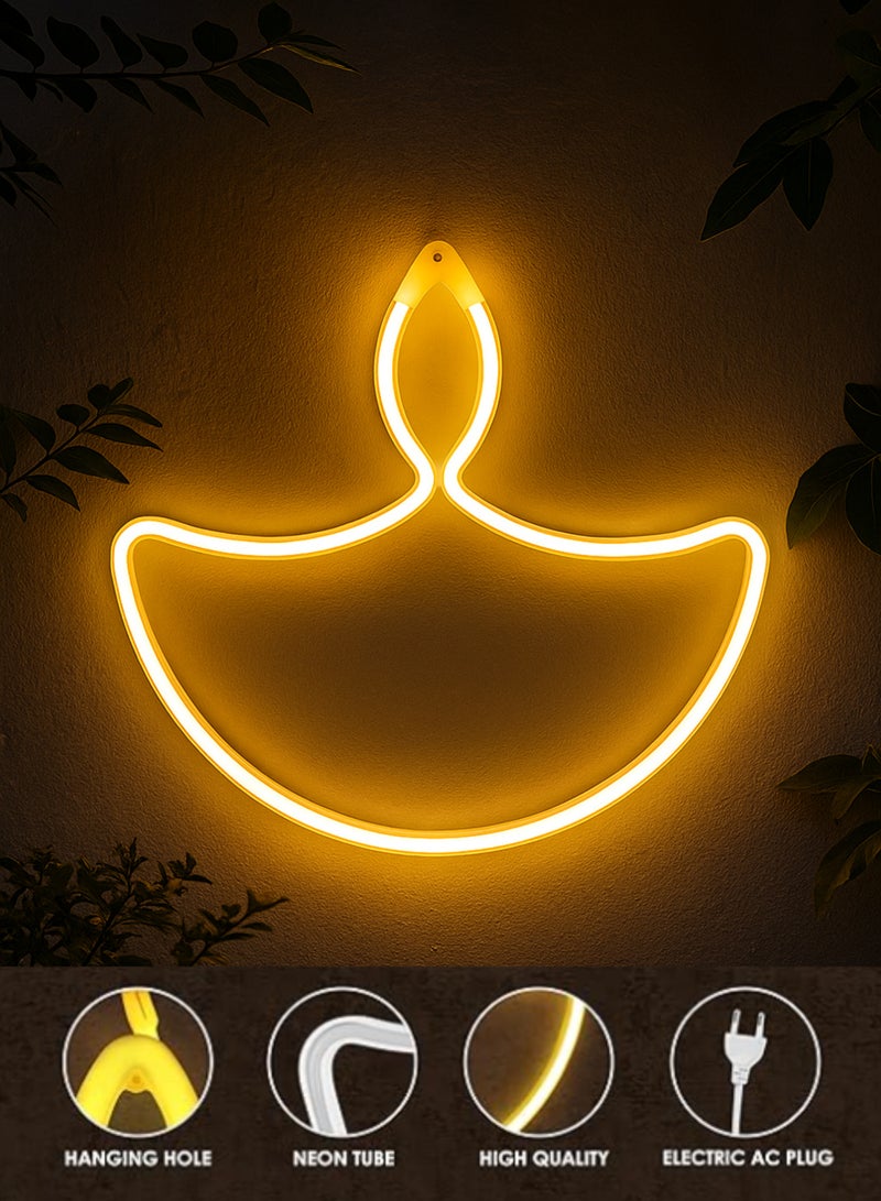 Diya Neon LED Light – Warm White Festival Decoration Lamp for Diwali, Home, Pooja Room & Parties – Hanging Neon Sign (60cm) - Image 2