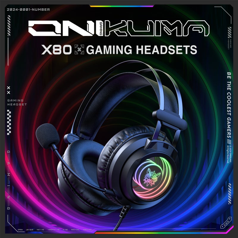 Gaming Headset Black 7.1 Surround Sound - Dazzling RGB Lighting Comfortable Fit with Soft Leather Earmuffs Retractable Headband Omni-directional Microphone for FPS Gaming Immersive Audio Experience - Image 2