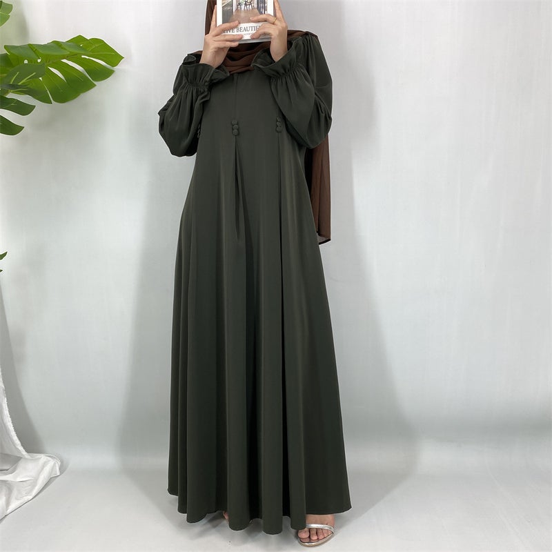 Cross-Border Casual Solid Nida Dress 6916 - Image 3