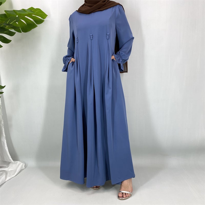 Cross-Border Casual Solid Nida Dress 6916 - Image 2