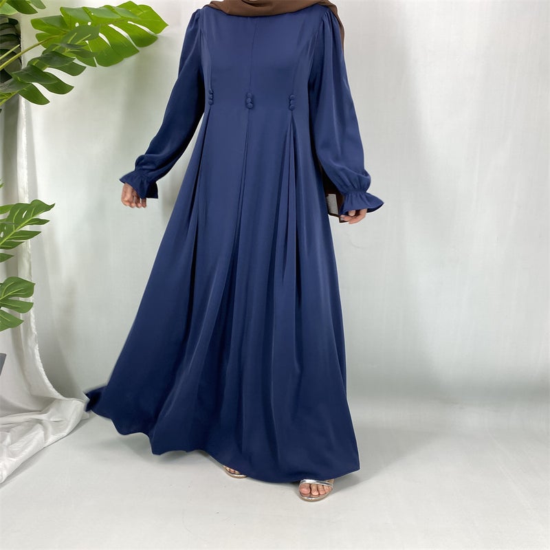 Cross-Border Casual Solid Nida Dress 6916 - Image 5