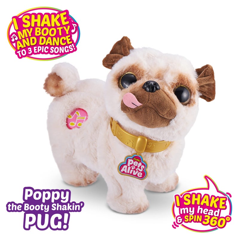 Pets Alive Poppy The Booty Shakinâ€™ Pug â€“ Interactive Dancing Plush Puppy by ZURU Robotic Realistic Soft Dog Stuffed Animal Toy for Kids, Girls - Image 4