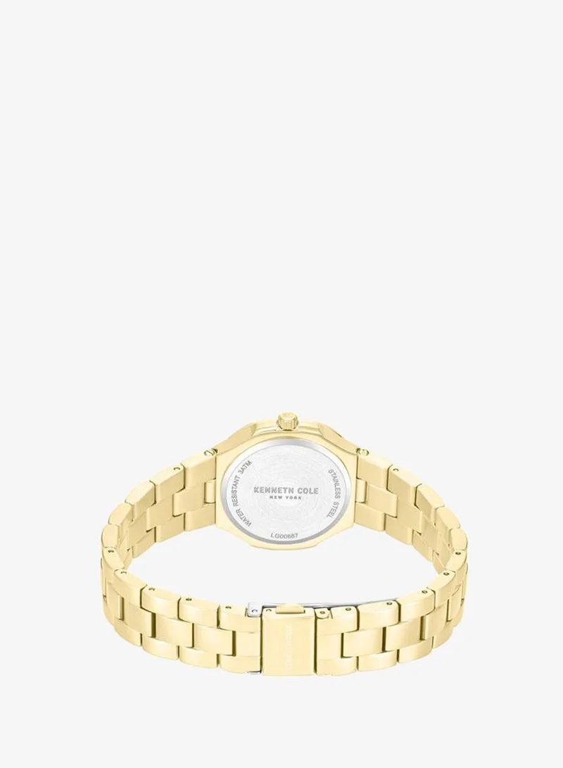 Kenneth Cole New York gold Rockland White Mother-of-pearl Dial Stainless Steel Bracelet Analog Watch for Women - 33mm for Women | Best Price UAE