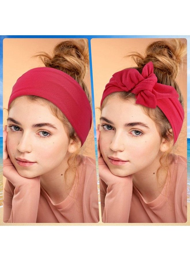 WILLBOND 6 Pieces Tie Headband For Women Adjustable Headbands Knotted African Headbands Yoga Elastic Non Slip Floral Hair Bands For Running Hiking Cycling Workout (Solid Patterns)  - Image 3