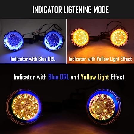 ELTRON TURBO Original Waterproof Flexible Rubber Smd New Round Running Indicators High Bright Universal For All Bikes Models Turn Led Signal Lights Motorcycle (Amber And Blue) (Pack Of 4) - Image 2