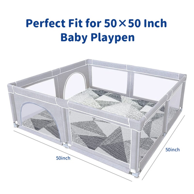 TANOSHII Baby Play Mat for 50"x50" Playpen, Machine Washable Kids Mat, Cotton,Foldable Crawling Mat for Floor,One-Piece Crawling Mat Non Slip Baby Mat for Floor,Portable Travel Large Play Mats - Image 2
