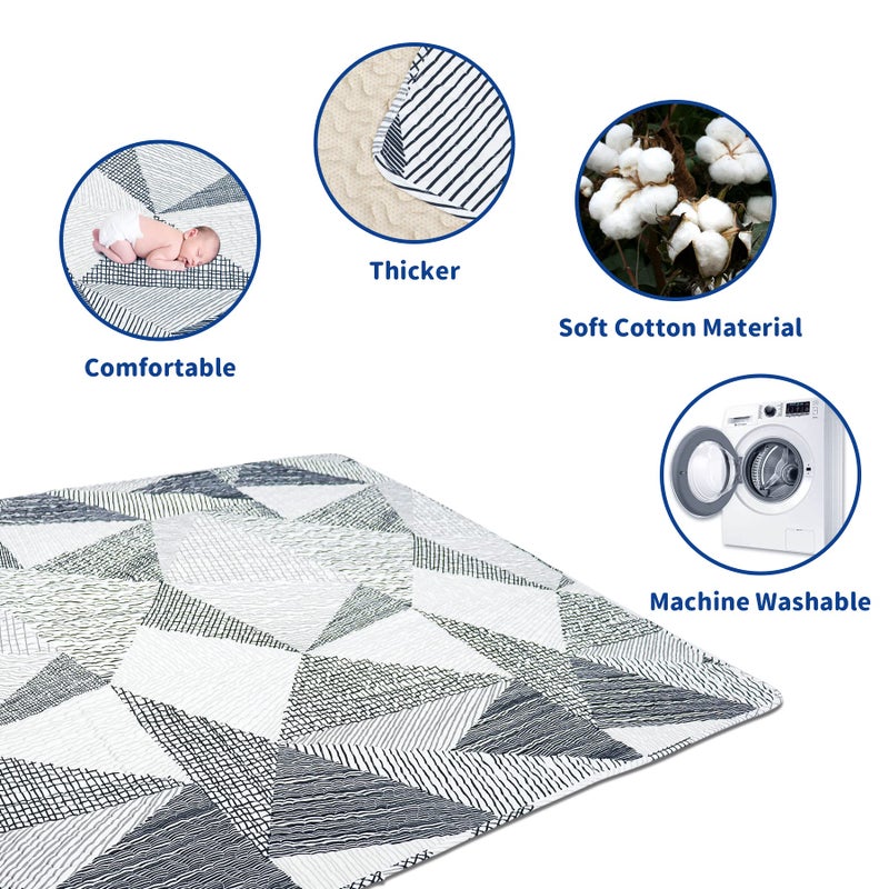 TANOSHII Baby Play Mat for 50"x50" Playpen, Machine Washable Kids Mat, Cotton,Foldable Crawling Mat for Floor,One-Piece Crawling Mat Non Slip Baby Mat for Floor,Portable Travel Large Play Mats - Image 3