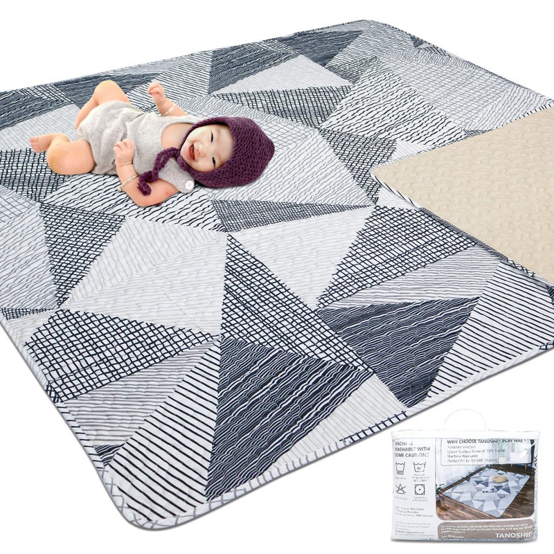 TANOSHII Baby Play Mat for 50"x50" Playpen, Machine Washable Kids Mat, Cotton,Foldable Crawling Mat for Floor,One-Piece Crawling Mat Non Slip Baby Mat for Floor,Portable Travel Large Play Mats - Image 1