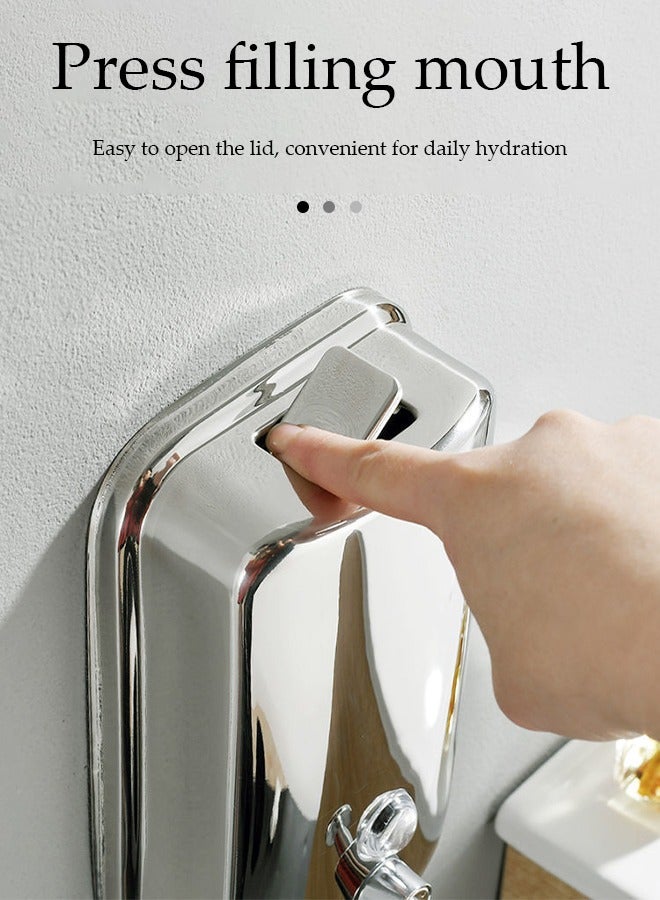 Stainless Steel Soap Dispenser，Wall Mounted Manual Press Soap Bottle，Used for Bathrooms, Kitchens, Hotels, and Restaurants，Mirror Silver, 500ML - Image 5