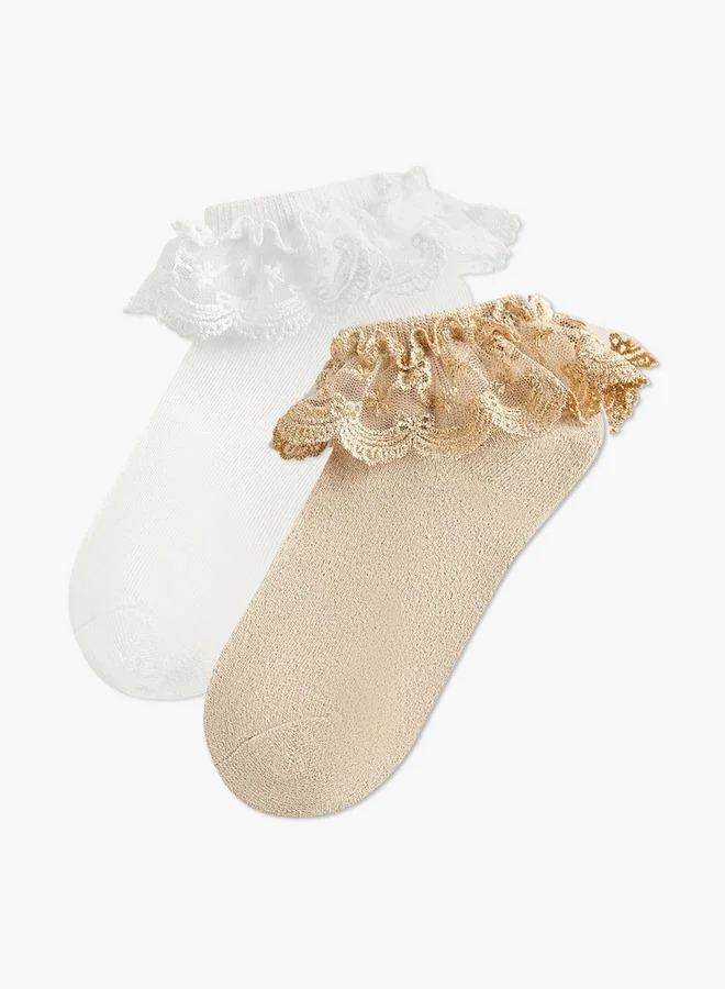 سيليست Pack of 2 Girls Socks with Embroidered Frill Detail Ramadan Collection