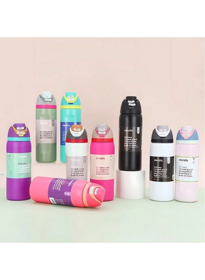 زجاجة مياه معزولة من الفولاذ المقاوم للصدأ مع القش للرياضة والسفر ، 32 أوقية - Image 5