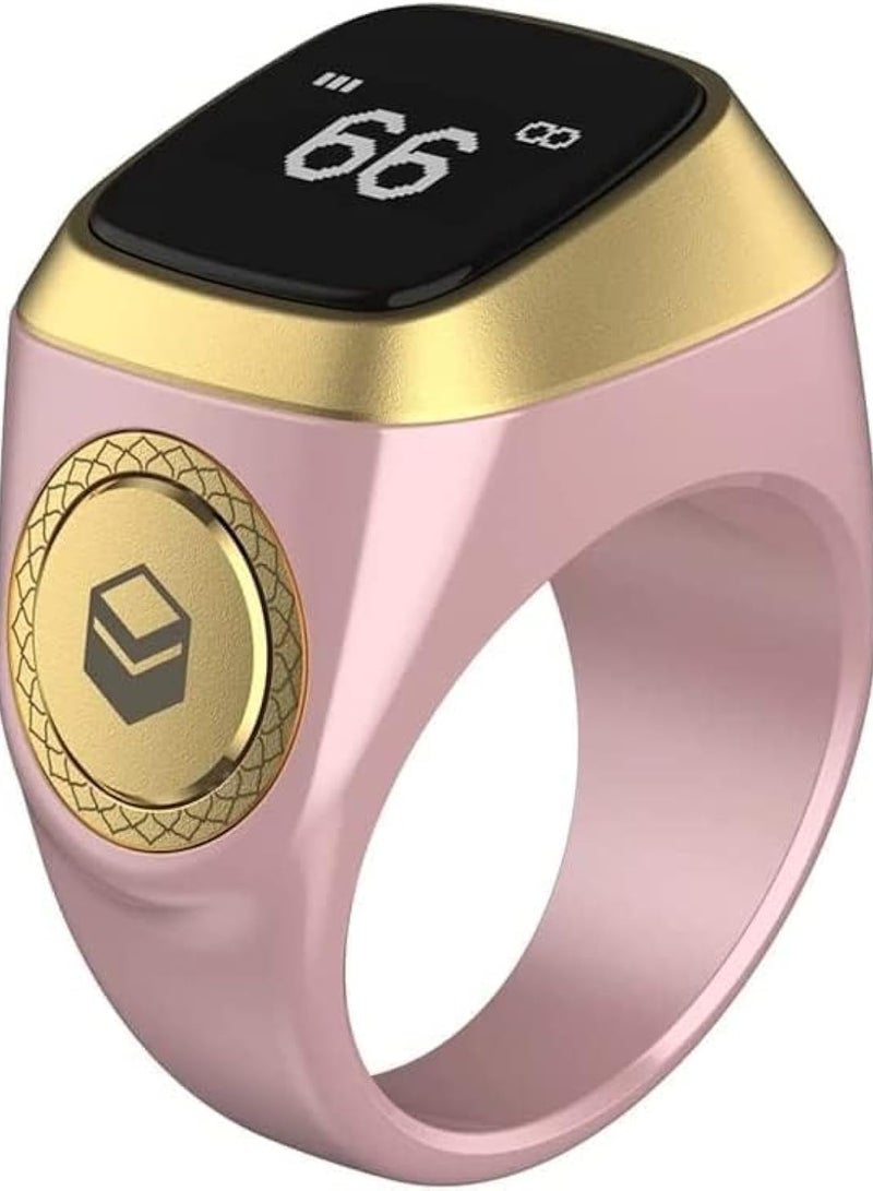 iQIBLA Smart Tasbih Zikr Ring, Muslim Prayer, Prayer timing reminder, OLED display, Tasbih Counter, Smart Ring, Wearable Technology, Waterproof Pink 18mm - Image 1