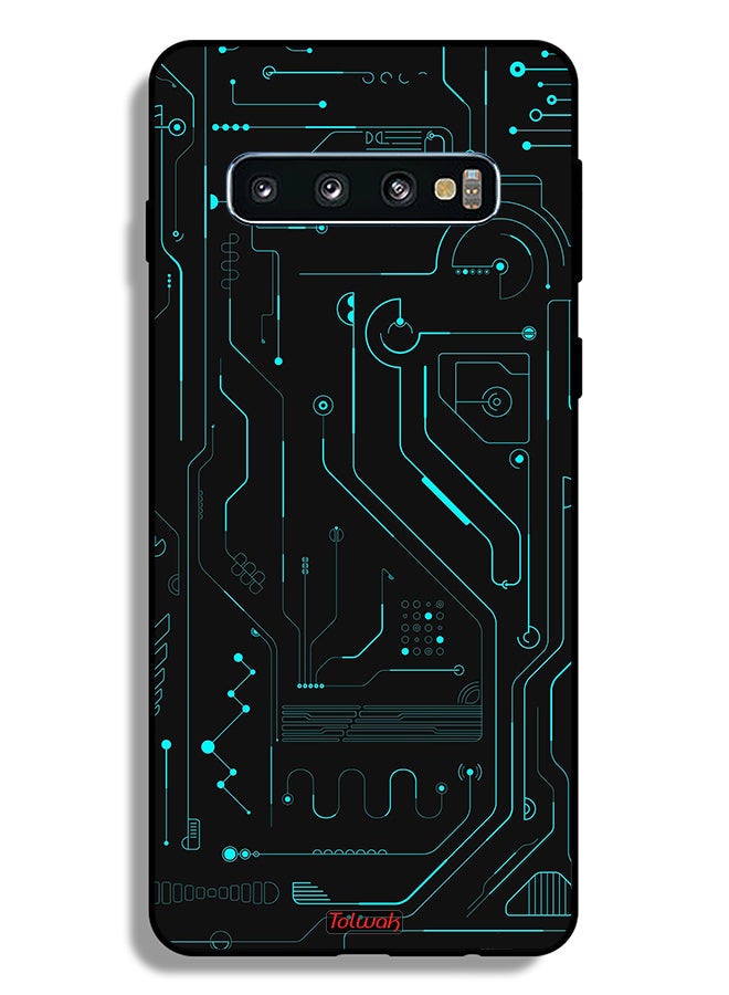 Tolwak Samsung Galaxy S10 Plus Protective Case Cover Digital Art Circuits Minimalism Multiple Display - Image 2