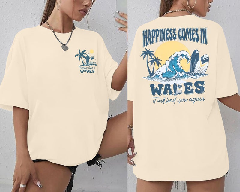 MYHALF Graphic Tees Women Oversized T-Shirts: Summer Hawaiian Beach Tops Shirts Hawaii Tropical Beachy Short Sleeve Outfit Apricot - Image 5