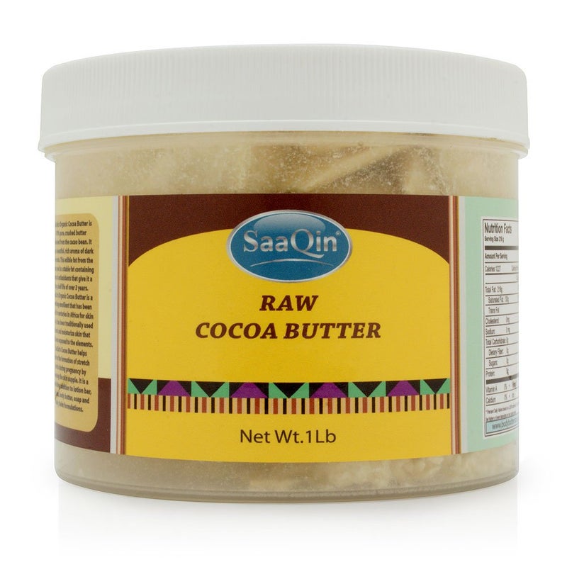 SAAQIN Raw Cocoa Cacao Butter 1 lb NON GMO Vegan Halal