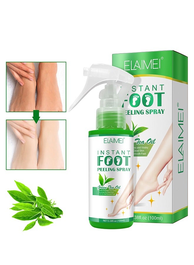 Elaimei Instant Foot Peeling Spray-Instant Foot Peeling Spray For Remove Dead Skin, Pedicure Dead Skin Exfoliator For Cracked Rough Heels, Exfoliating Peeling And Calluses On Feet (Green Tea) - Image 1