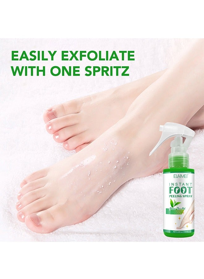 Elaimei Instant Foot Peeling Spray-Instant Foot Peeling Spray For Remove Dead Skin, Pedicure Dead Skin Exfoliator For Cracked Rough Heels, Exfoliating Peeling And Calluses On Feet (Green Tea) - Image 2