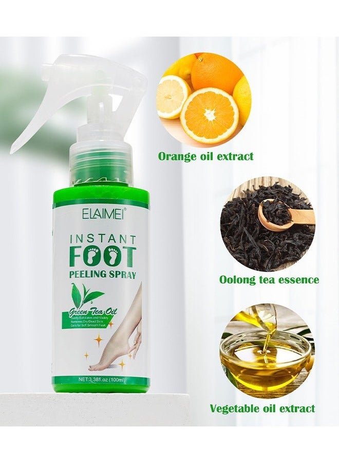 Elaimei Instant Foot Peeling Spray-Instant Foot Peeling Spray For Remove Dead Skin, Pedicure Dead Skin Exfoliator For Cracked Rough Heels, Exfoliating Peeling And Calluses On Feet (Green Tea) - Image 4