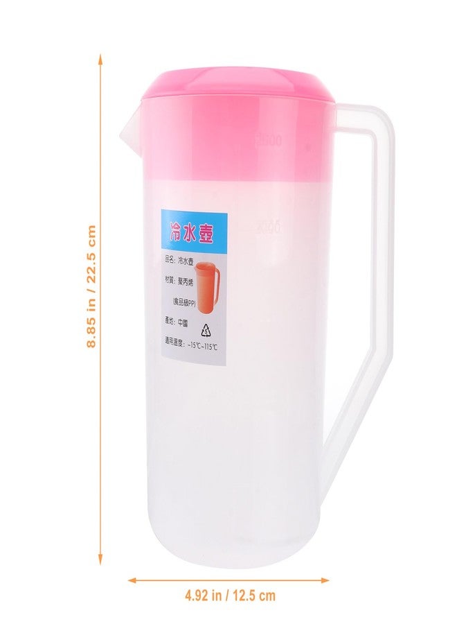Hemoton Large Plastic Pitcher With Lid Juice Pot Kettle with Scale Spill Proof Pitchers Cold Water Jug for Ice Tea Juice Drink Beer Coffee Lemonade(2400ml) - Image 2