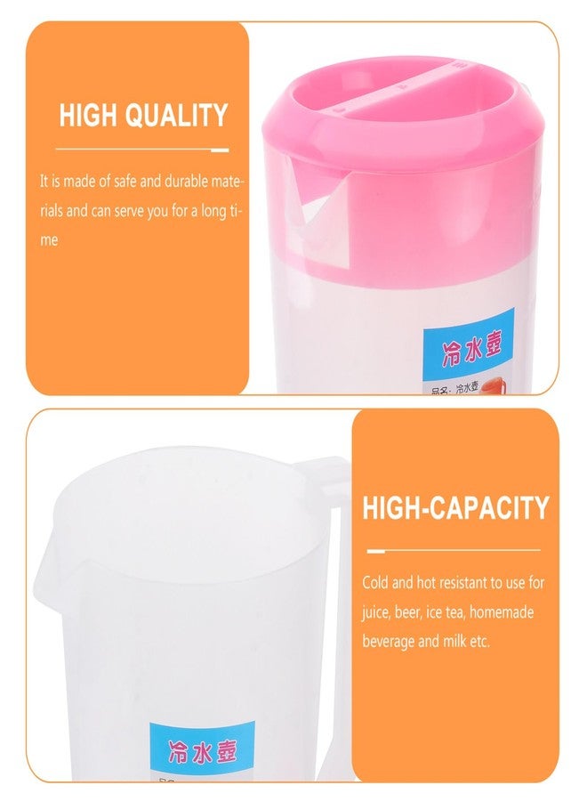 Hemoton Large Plastic Pitcher With Lid Juice Pot Kettle with Scale Spill Proof Pitchers Cold Water Jug for Ice Tea Juice Drink Beer Coffee Lemonade(2400ml) - Image 4