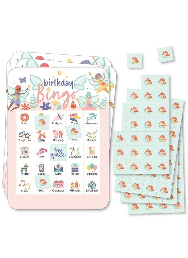 Big Dot of Happiness Let’S Be Fairies Picture Bingo Cards And Markers Fairy Garden Birthday Party Shaped Bingo Game Set Of 18  - Image 1