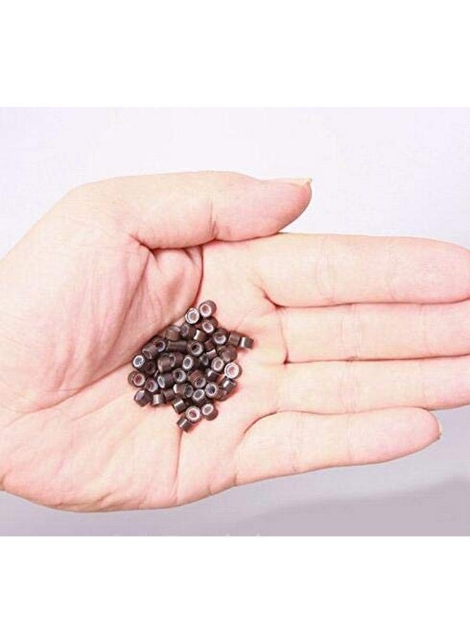 Ayina Slicone Lined Micro Rings Links Beads Linkies Of 1000Pc Aluminum Ring For Feather I Bonded Tipped Fusion Hair Extension Tools (Brown ( 5))  - Image 3