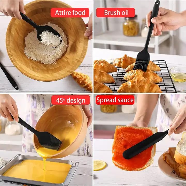 MOBDESK 6 Piece Silicone Spatula Heat Resistant Nonstick Spatulas Set with Stainless Steel Core Food Grade Silicone Spatulas for Baking Cooking Mixing Kitchen Utensils Set Dishwasher Safe Black - Image 3