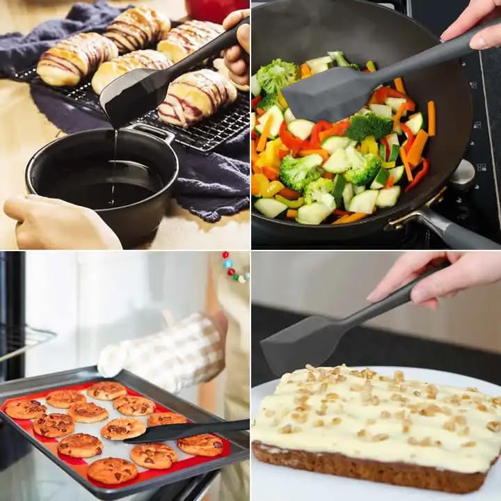MOBDESK 6 Piece Silicone Spatula Heat Resistant Nonstick Spatulas Set with Stainless Steel Core Food Grade Silicone Spatulas for Baking Cooking Mixing Kitchen Utensils Set Dishwasher Safe Black - Image 2