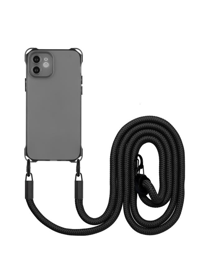 زبون جراب لهاتف iPhone 12 جراب هاتف TPU مقاوم للصدمات بأربع زوايا مع حبل - Image 1